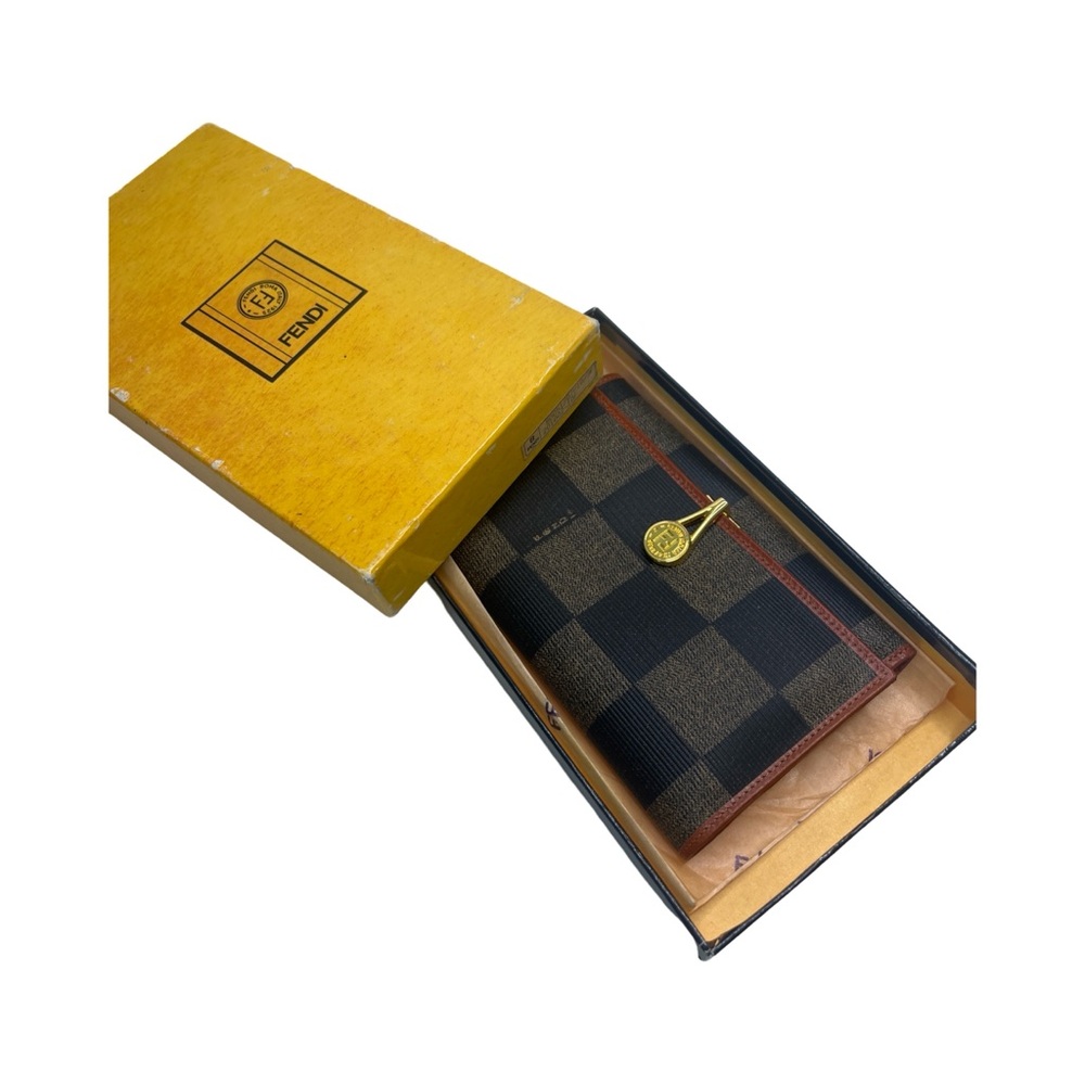Vintage Fendi Check Print French Wallet